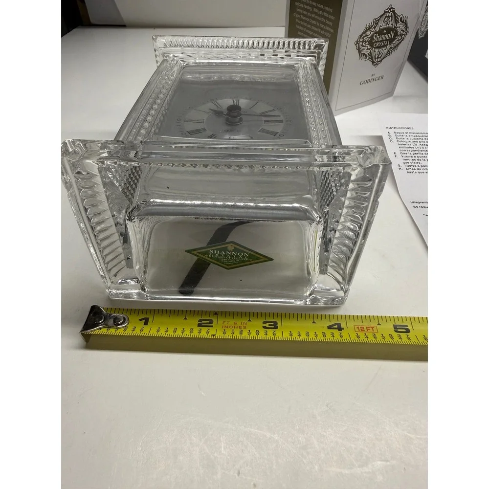 Shannon Crystal by Godinger Carriage Clock Lead Crystal Quartz Desk Mantle Clock